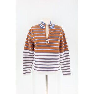 Callahan Whitney Zip Pullover Sweater Womens Large Multi Color Striped